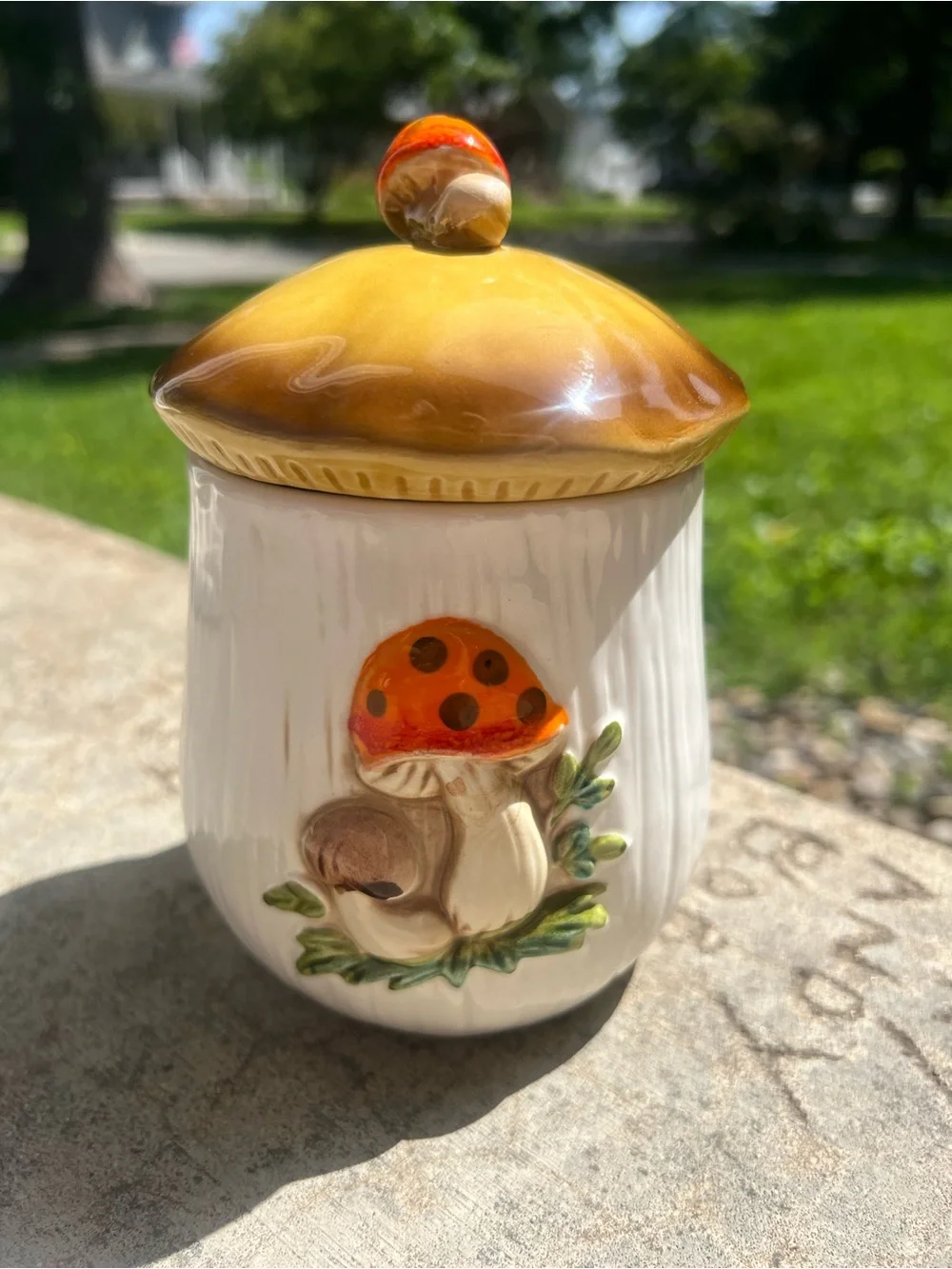 Vintage 1988 Sears Roebuck Mushroom Canister Made in Japan Ceramic Cottagecore